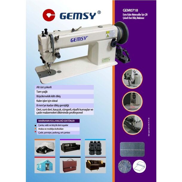 Gemsy GEM0718 Çift Çekerli Deri-Branda Dikiş Makinesi